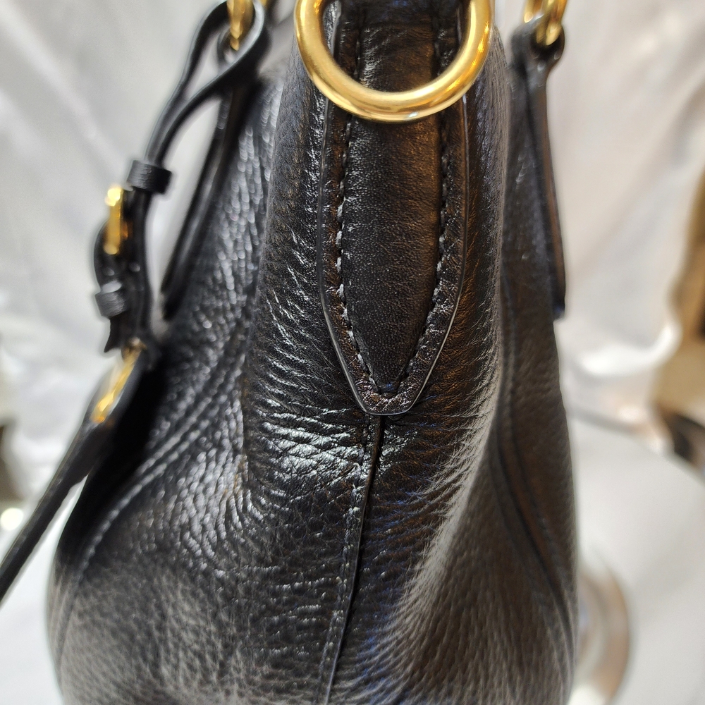 Authentic Prada Black Vitello Phenix Leather Shoulder Bag w/Crossbody Strap - Picture 5 of 16